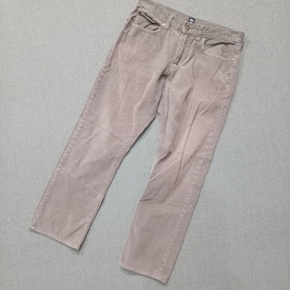Gap 1969 Mens Corduroy Pants Straight Fit Taupe Gray 34x30 Casual Trousers